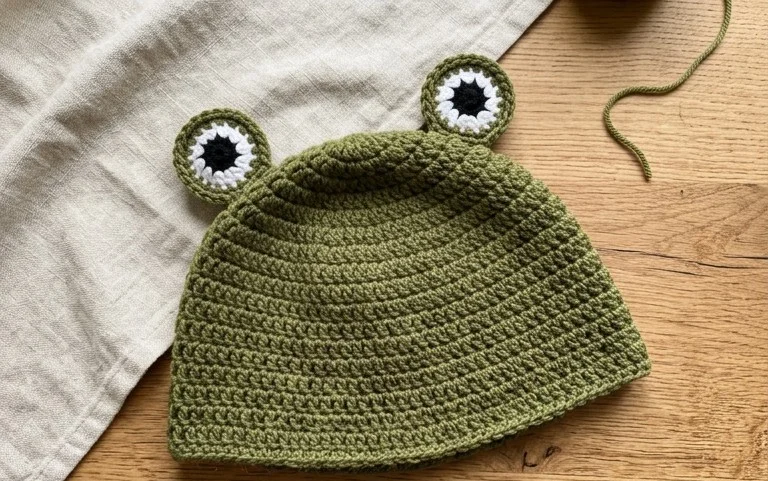 Crochet Frog Hat Pattern - thecaffeinatedsnail.com